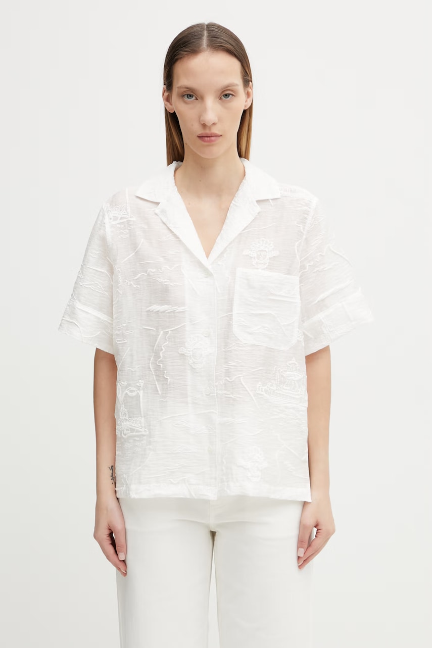 Maison Kitsuné Parisian Map koszula z lyocellem damska