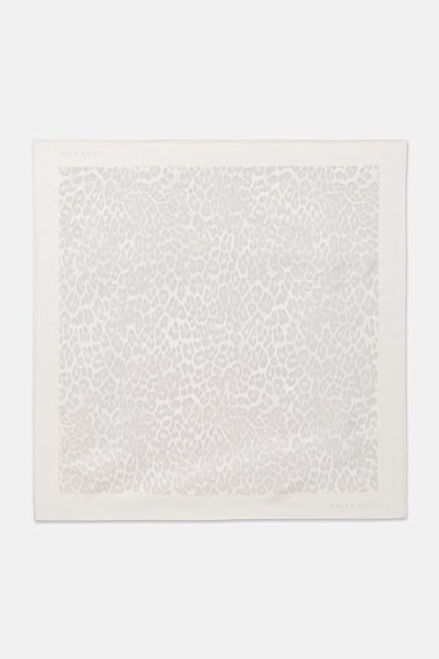 Anine Bing YORK SCARF - WASHED WHITE LEOPARD apaszka jedwabna damska