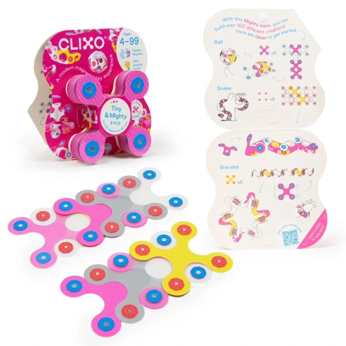 Clixo Sparkle 9 el. błyszczące klocki magnetyczne– 4+