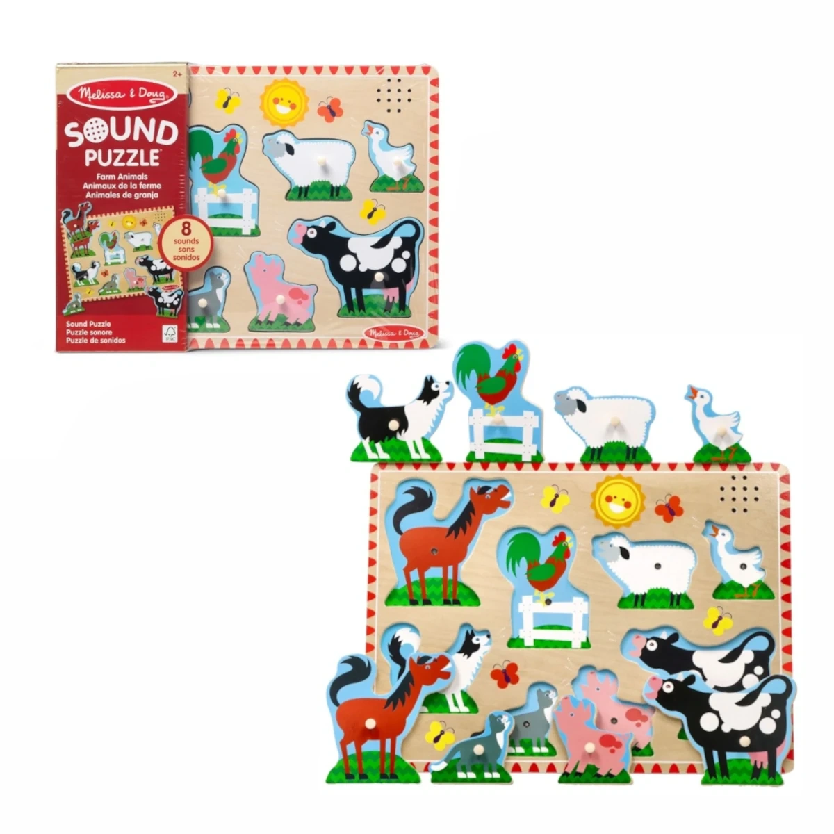 Melissa & Doug puzzle dźwiękowe - zwierzęta z farmy – 8 el. 2+