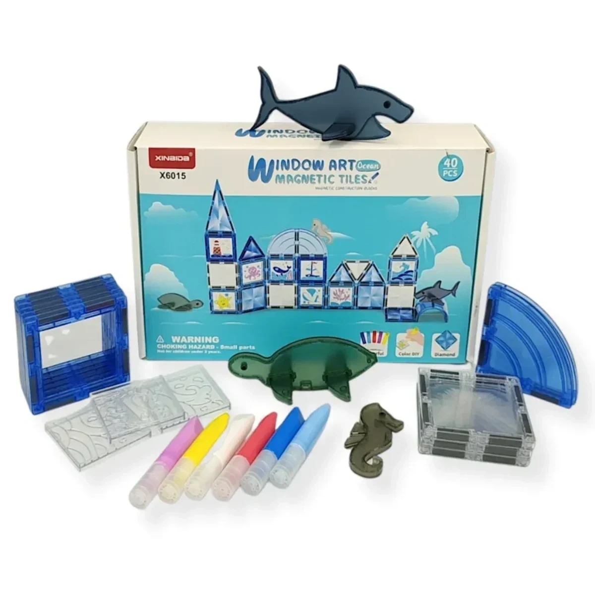 Klocki magnetyczne Ocean przezroczyste 40 el. – X-Bida 3+