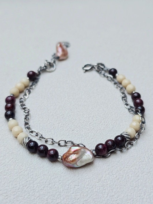 Bransoletka Dwie Perły Srebro