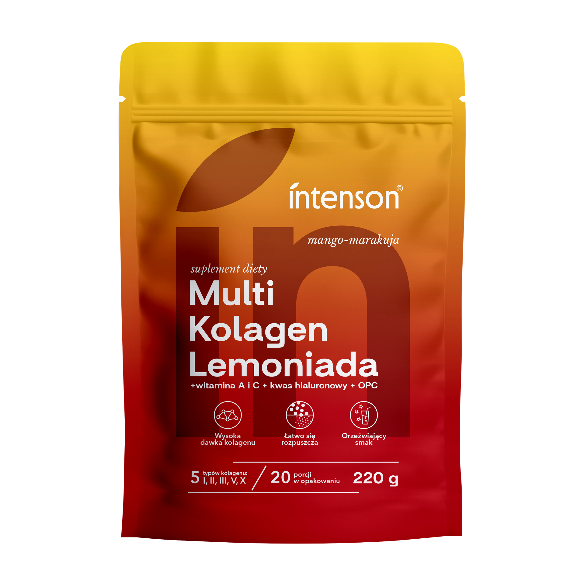 Intenson Multi Kolagen Lemoniada Suplement Diety o Smaku Mango-Marakuja 220g