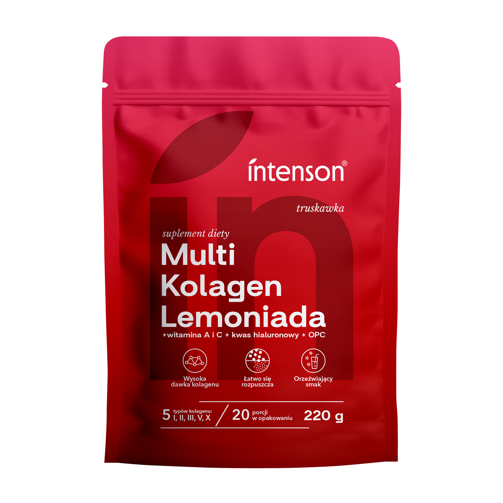 Intenson Multi Kolagen Lemoniada Suplement Diety o Smaku Truskawkowym 220g