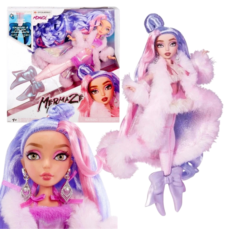 Mermaze Color Change Lalka Syrenka Monroe Slumber Party 4+