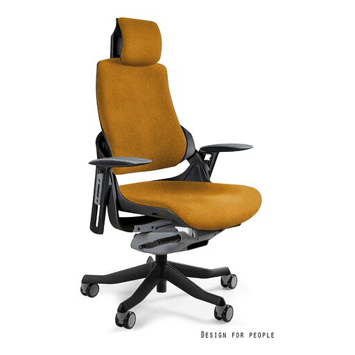 Unique Fotel obrotowy WAU Tkanina PLUSH (PL) Czarny, pl03 Caramel