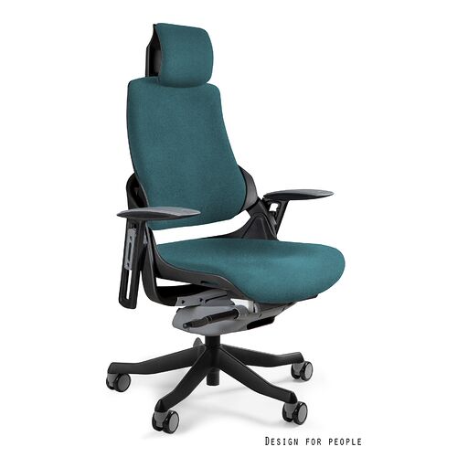 Unique Fotel obrotowy WAU Tkanina PLUSH (PL) Czarny, pl04 Teal