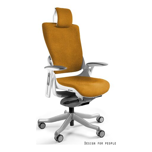 Unique Fotel obrotowy WAU 2 Tkanina PLUSH (PL) Biały, pl03 Caramel