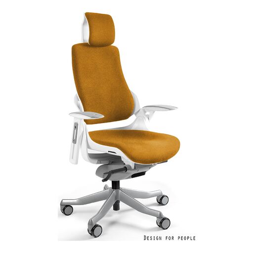 Unique Fotel obrotowy WAU Tkanina PLUSH (PL) Biały, pl03 Caramel