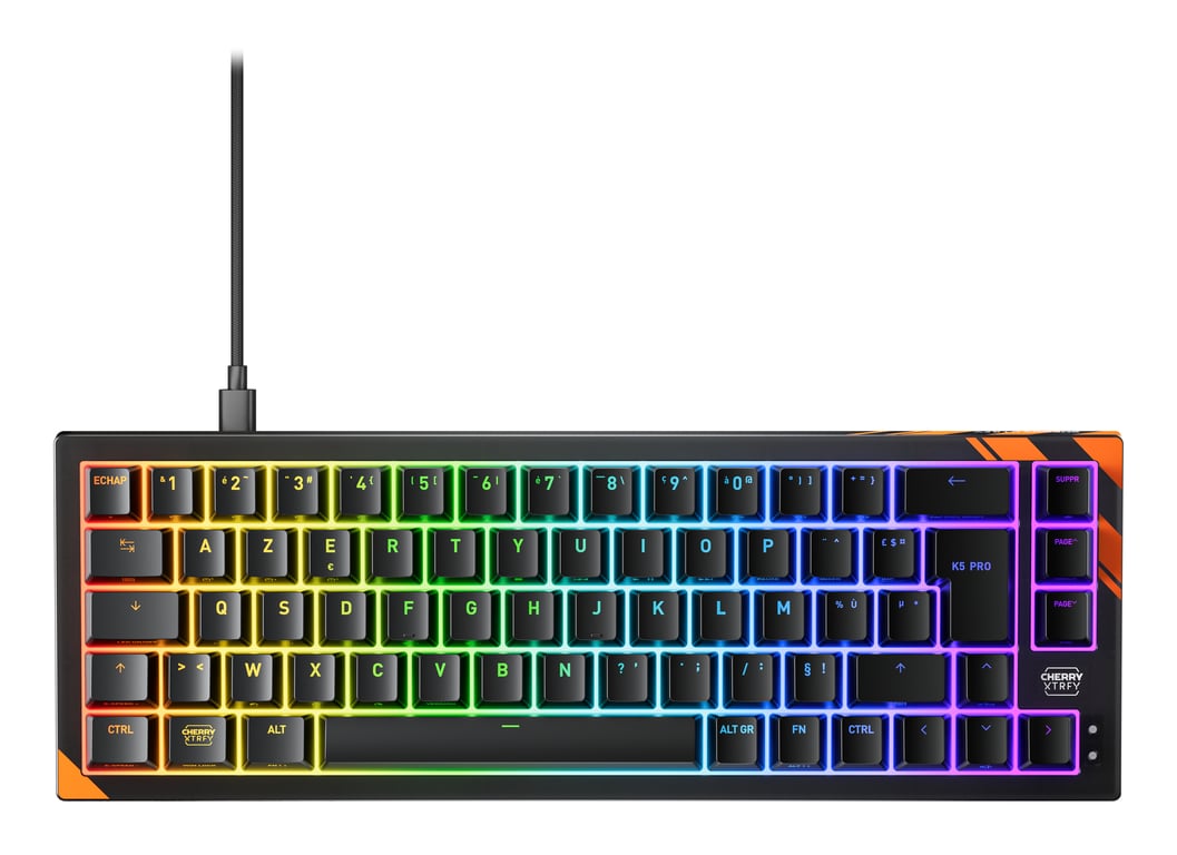 CHERRY K5 PRO TMR COMPACT klawiatura Gaming USB AZERTY Francuski Czarny, Pomarańczowy G8E-24200LACAFR-2