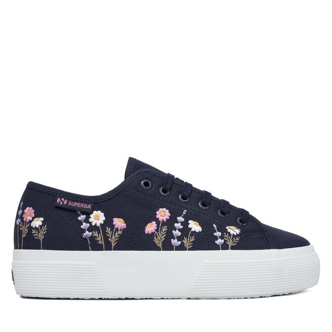 Tenisówki Superga 3740 Platform Flower Embroidery Leggera S5138TW Granatowy