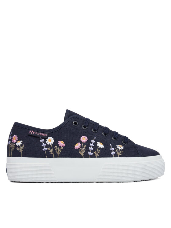 Superga Tenisówki 3740 Platform Flower Embroidery Leggera S5138TW Granatowy