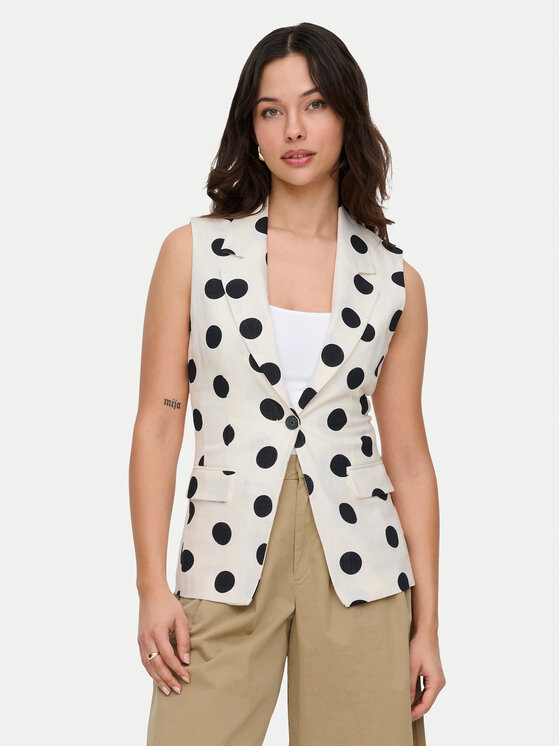 ONLY Kamizelka Viesta 15375017 Kremowy Slim Fit