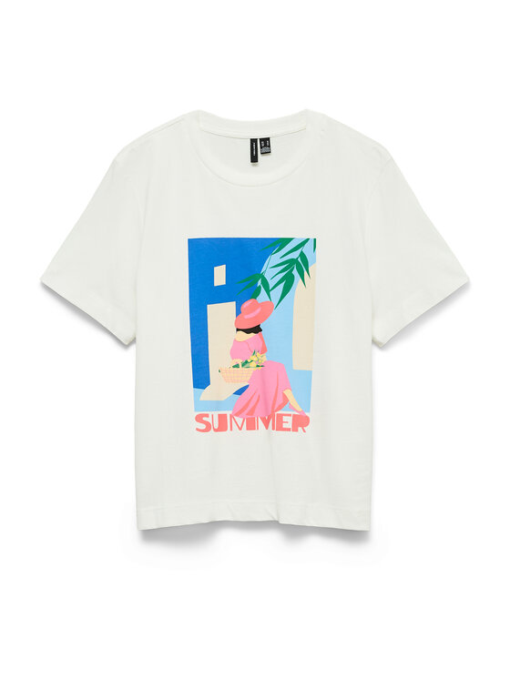 Vero Moda T-Shirt Salli Mette 10344804 Biały Regular Fit