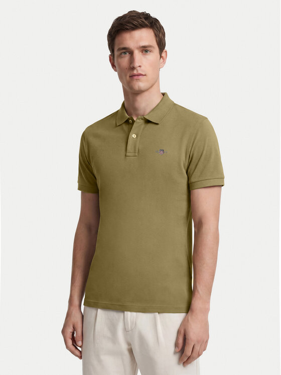 Gant Polo Shield 2210 Zielony ciemny Regular Fit