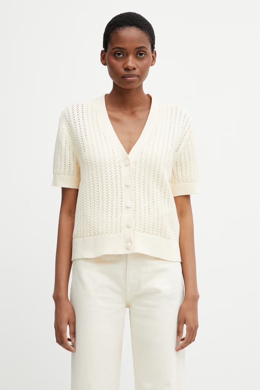 Anine Bing FLYNNE CARDIGAN - CREAM kardigan damski z bawełną