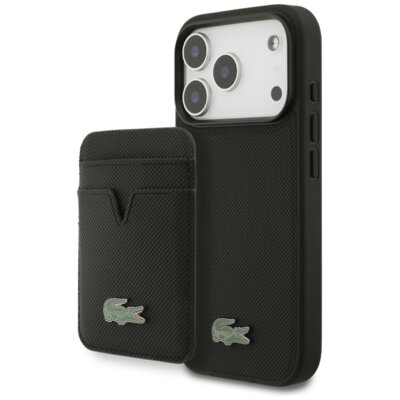 Etui LACOSTE Petit Pique MagSafe + Portfel do Apple iPhone 17 Pro Czarny