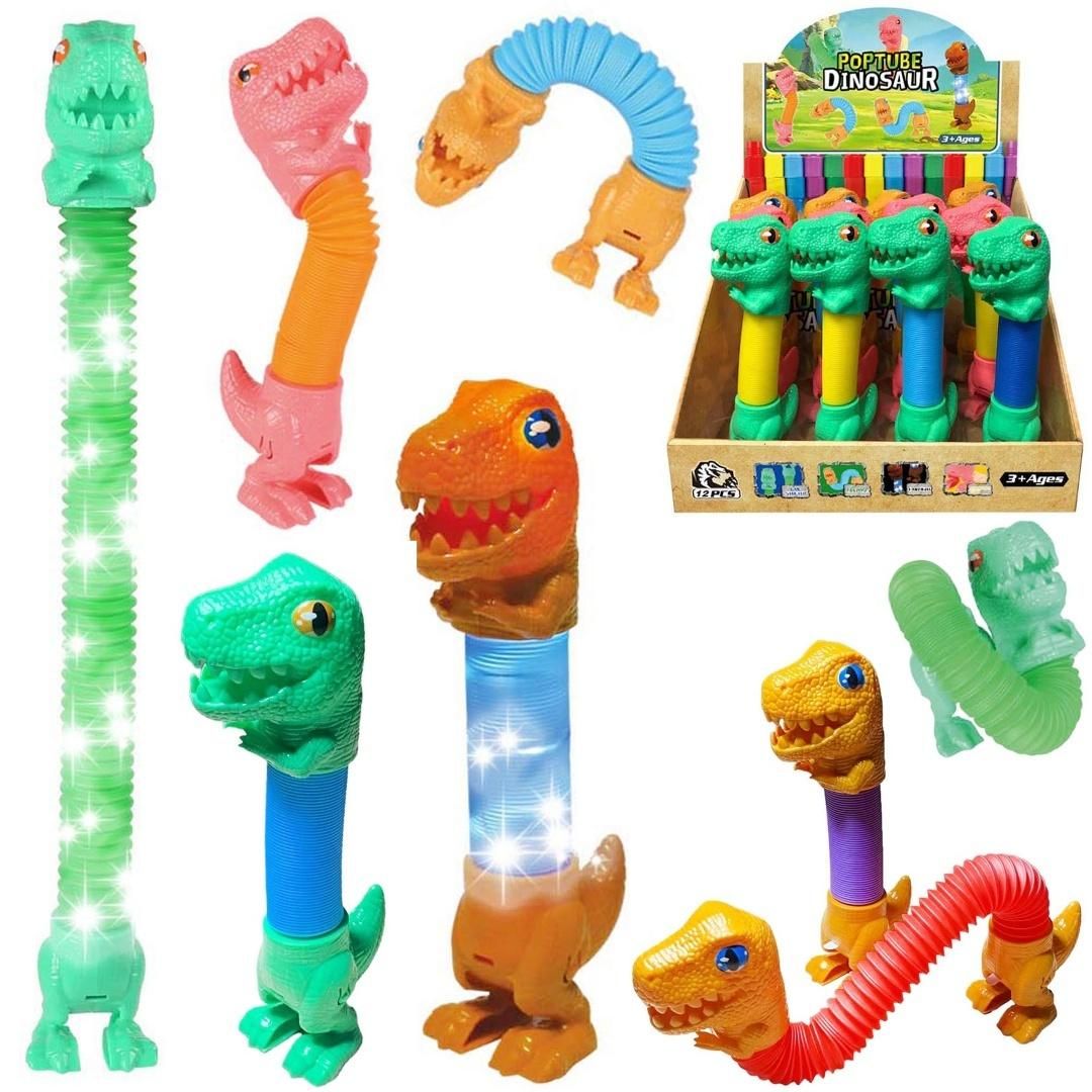 Dinozaur rurka pop tube ze światłem - figurka
