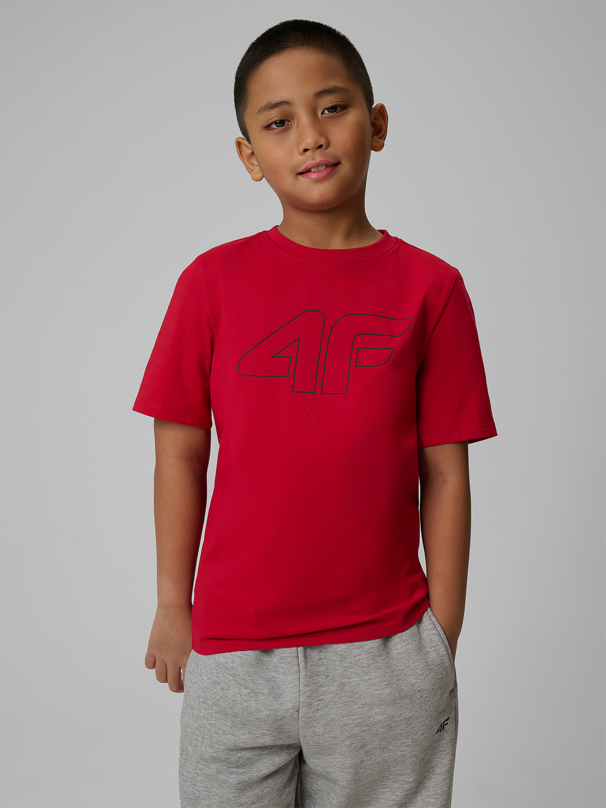 4F T-shirt regular z nadrukiem chłopięcy - czerwony 140 (9-10 lat)