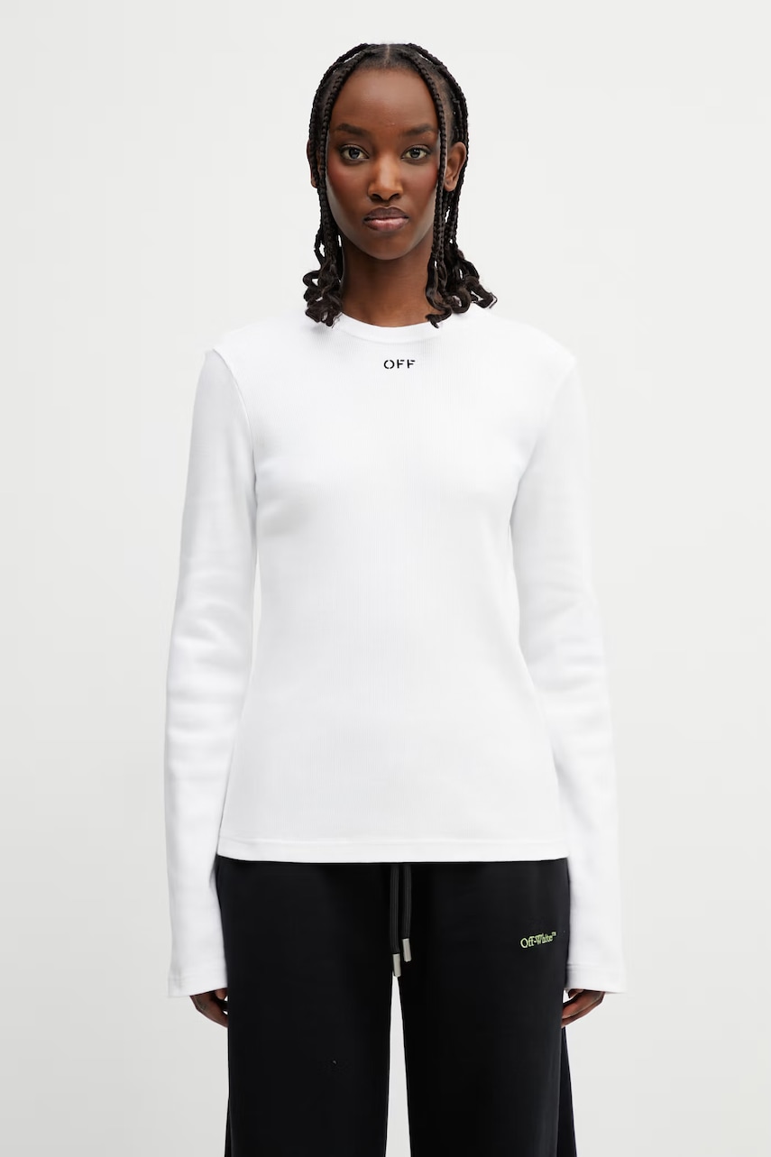 Off-White longsleeve damski bawełniany Off Stamp