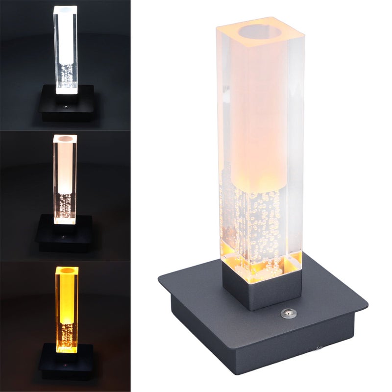 Lampa stołowa bezprzewodowa, ściemniacz, 3 kolory, wodoszczelna IP54, możliwość ładowania, sterowanie dotykowe, akryl, LED (szara)