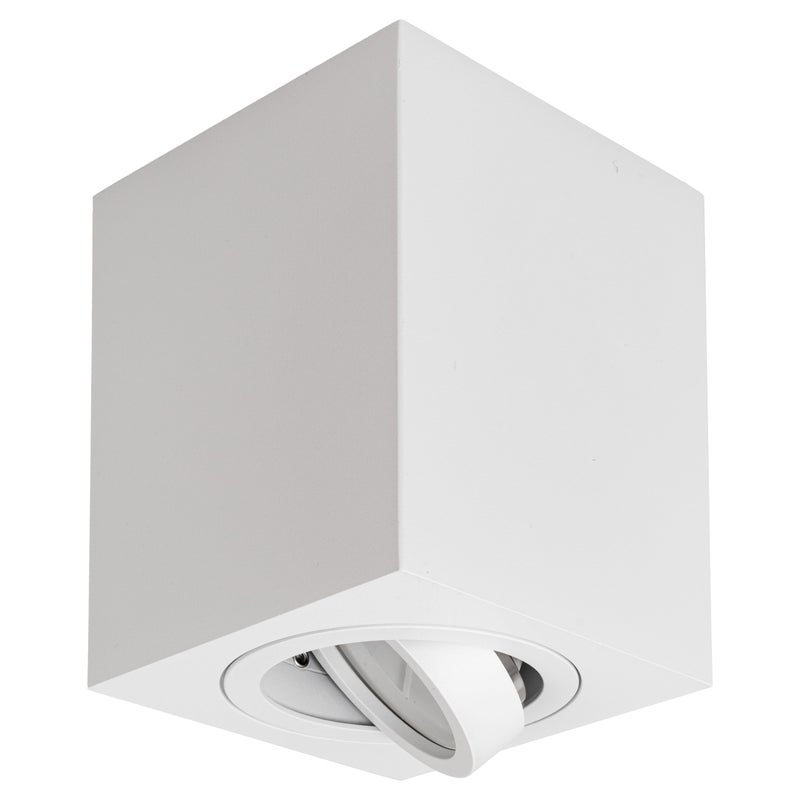 Duży reflektor natynkowy SPOT sufitowy Kwadratowy Biały GU10 Ruchoma Oprawa Halogenowa LED - LEDHOFF