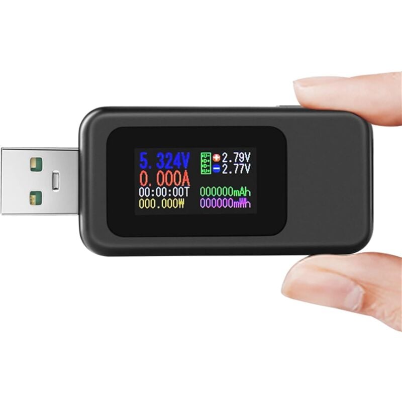 Cyfrowy tester USB z kolorowym wyświetlaczem – tester napięcia USB – tester prądu – tester mocy USB – tester pojemności akumulatora