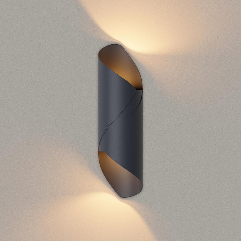 Antracytowa, zewnętrzna/wewnętrzna lampa ścienna 180°, IP65, nowoczesna lampa ścienna LED z aluminium z regulacją góra/dół, oświetlenie zewnętrzne do