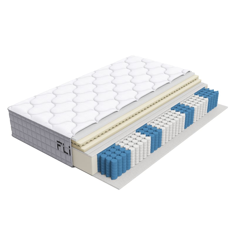 Materac kieszeniowy 7-strefowy - 120 x 200 x 25 cm - Twardość H3, 403 sprężyny, oddychająca zimna pianka - Pokrowiec poliestrowy, 4 uchwyty - Biały