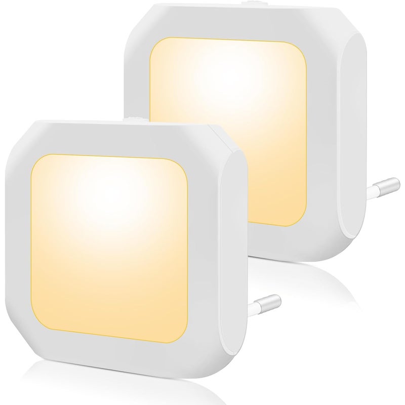 Lampka nocna LED z czujnikiem światła, regulowana jasność, idealna do pokoju dziecięcego, kuchni, sypialni, salonu, ciepła biel, opakowanie 2 szt.