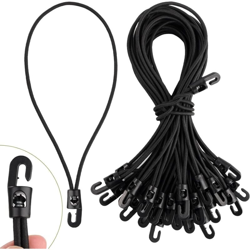 30 sztuk elastycznych linek bungee z haczykami, 25 cm elastyczna linka bungee, wielofunkcyjny napinacz plandeki, elastyczna lina, czarny elastyczny pa