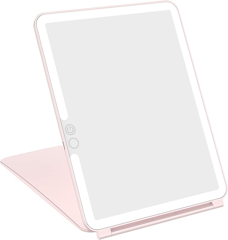 Podświetlane lusterko do makijażu z 72 diodami LED, ekran dotykowy, ładowane przez USB, 2000 mAh (różowe)
