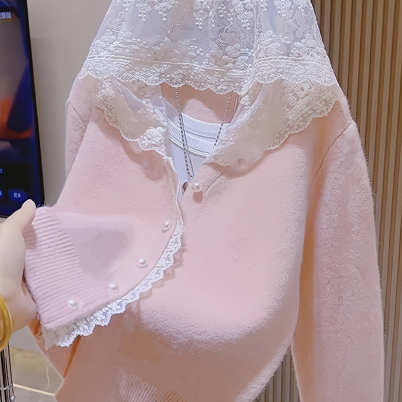 TEMU kolekcja 2024! Stylowe kardigany z kapturem dla kobiet, wykończone koronką, idealne na jesień. Zapinane na jeden , doskonałe na co dzień.