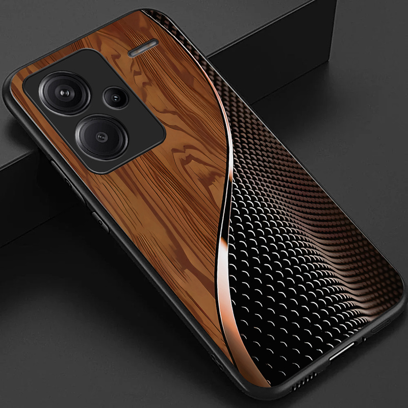 TEMU Etui na telefon - Etui na Redmi Note 13 Pro Plus Pro+, stylowe czarne zielone brązowe etui z wzorem i łuską, błyszcząca szklana tylna obudowa,