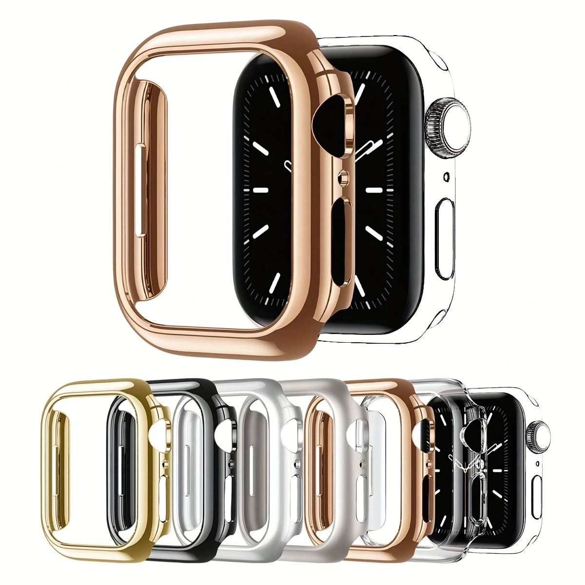 TEMU 6 szt./ Męskie Damskie Modne PC Etui na Zegarek z Wzorem Ażurowym, Antyupadkowa Osłona Ochronna, dla Apple Watch 40/41/42/44/45/46/49mm, dla
