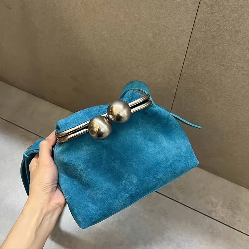 TEMU Torba na ramię w japońskim i koreańskim stylu o niszowym designie z matowym złotym pudełkiem na zamek magnetyczny, aksamitna koreańska wersja z