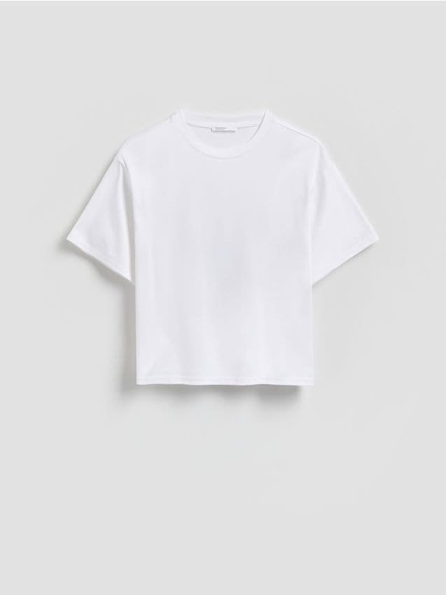Reserved - T-shirt z modalem - biały