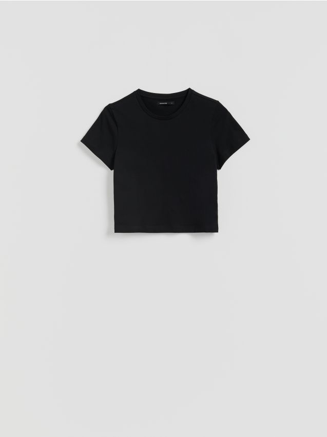 Reserved - Bawełniany t-shirt - czarny