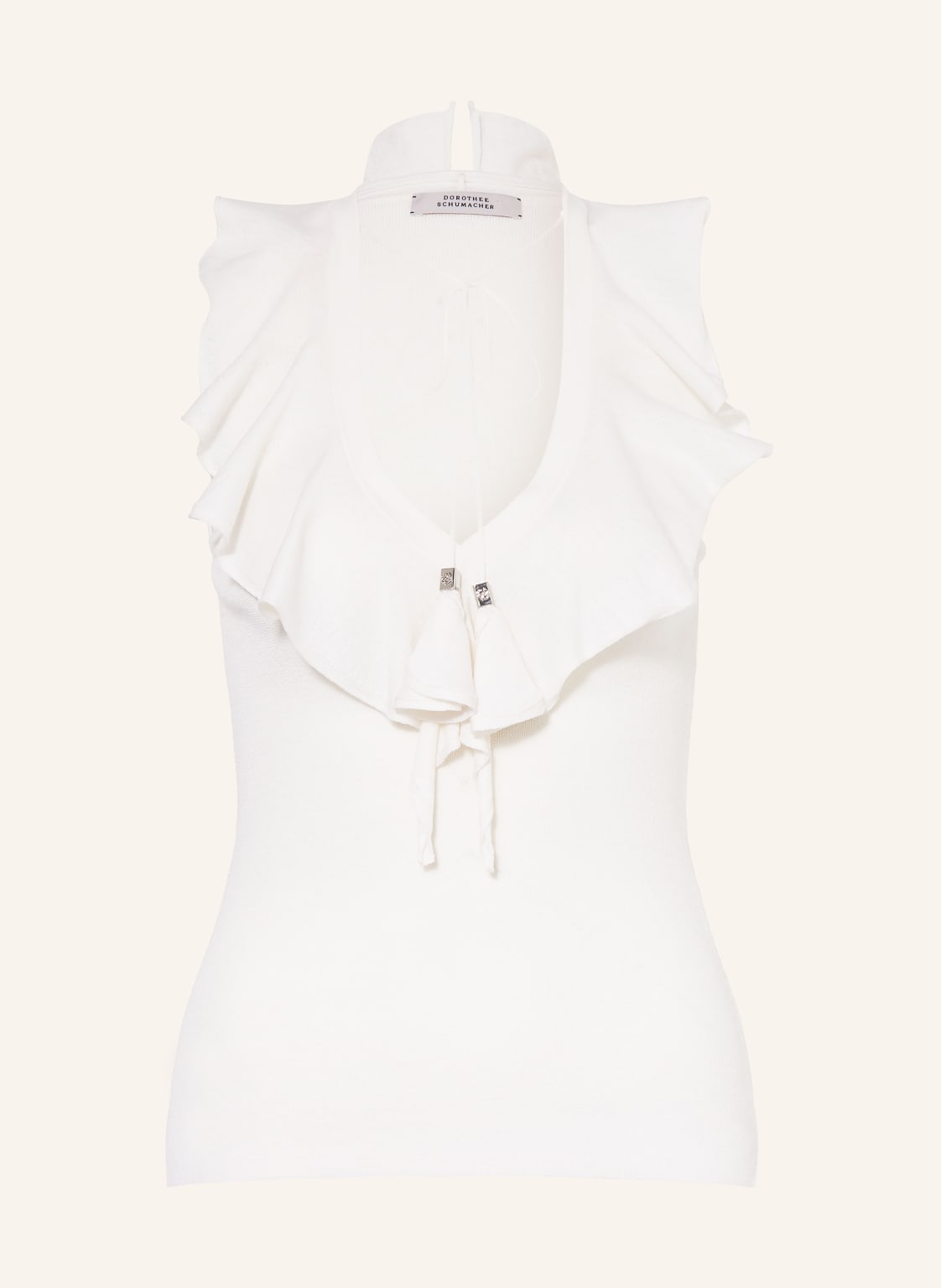 Dorothee Schumacher Dzianinowy Top Refined Essentials Z Falbanami weiss