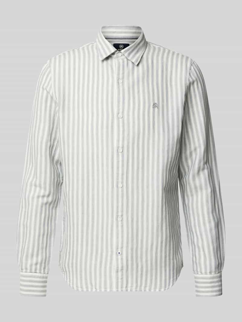 Koszula casualowa o kroju regular fit z mieszanki lnu z kołnierzykiem typu kent