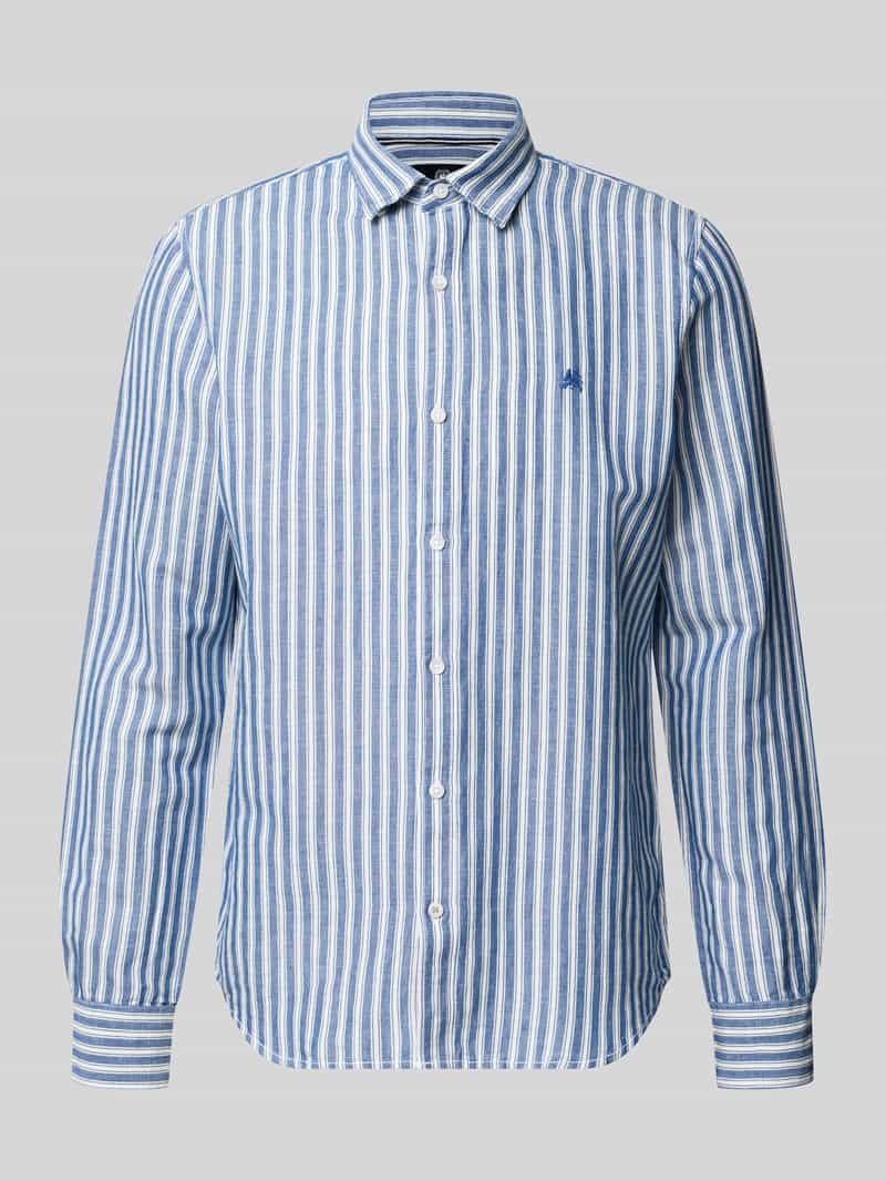 Koszula casualowa o kroju regular fit z mieszanki lnu z kołnierzykiem typu kent