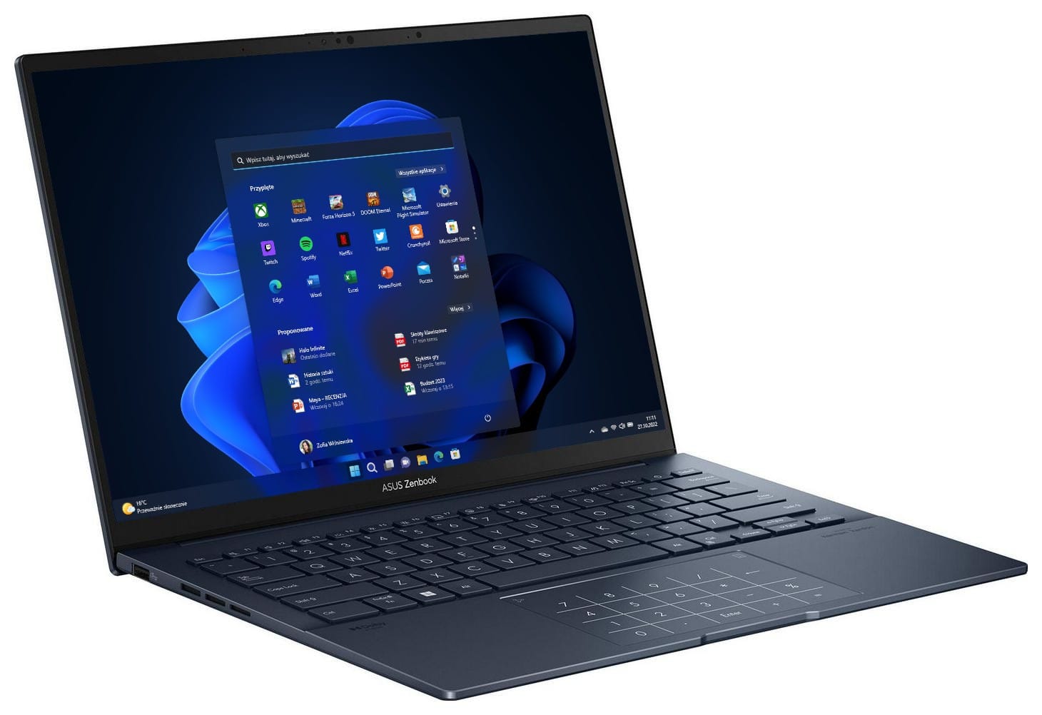 ASUS ZenBook 14 OLED UX3405CA-SU864X - Ultra 9 285H 14'' 3K 32GB 1TB W11P Niebieski 90NB14W3-M019L0