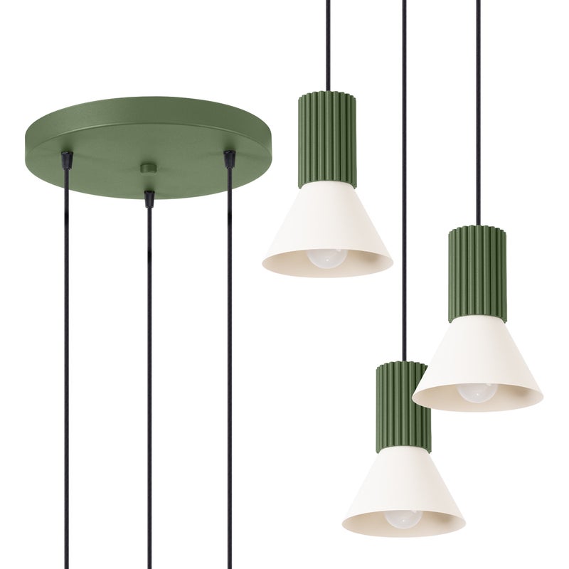 Lampa wisząca MOLDEA zielono-beżowa 3xE14x10W metal wym:120x30x30cm IP20 Pure Lume