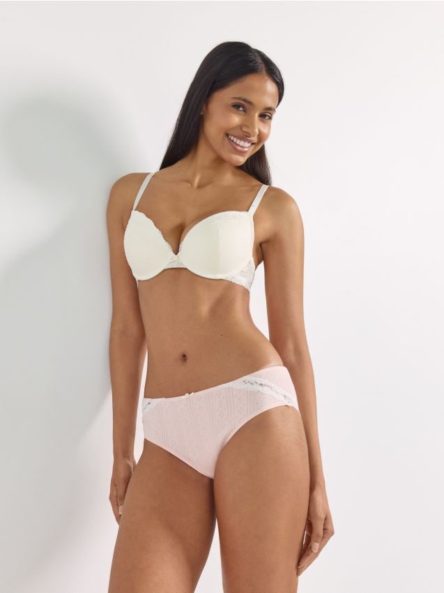 Reserved - Bawełniane majtki figi 3 pack - złamana biel