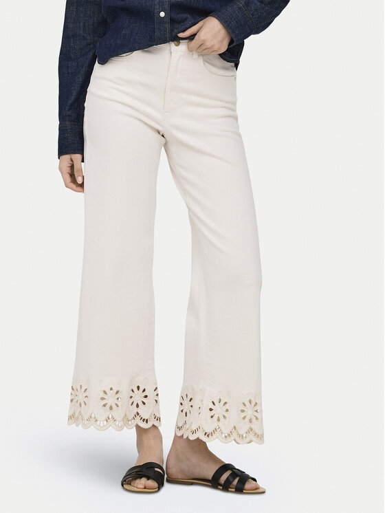 ONLY Jeansy Madison 15372378 Kremowy Straight Leg
