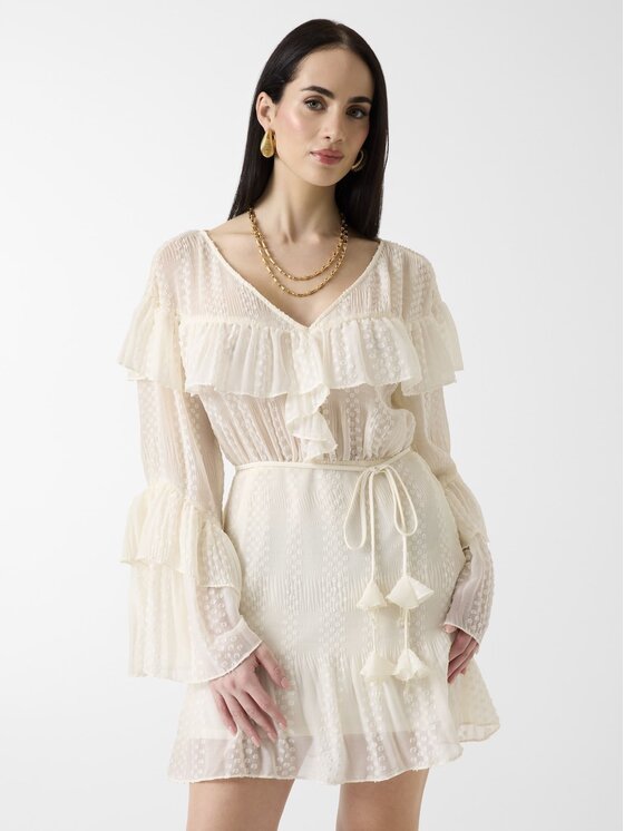 Guess Sukienka codzienna 181238 Kremowy Classic Fit
