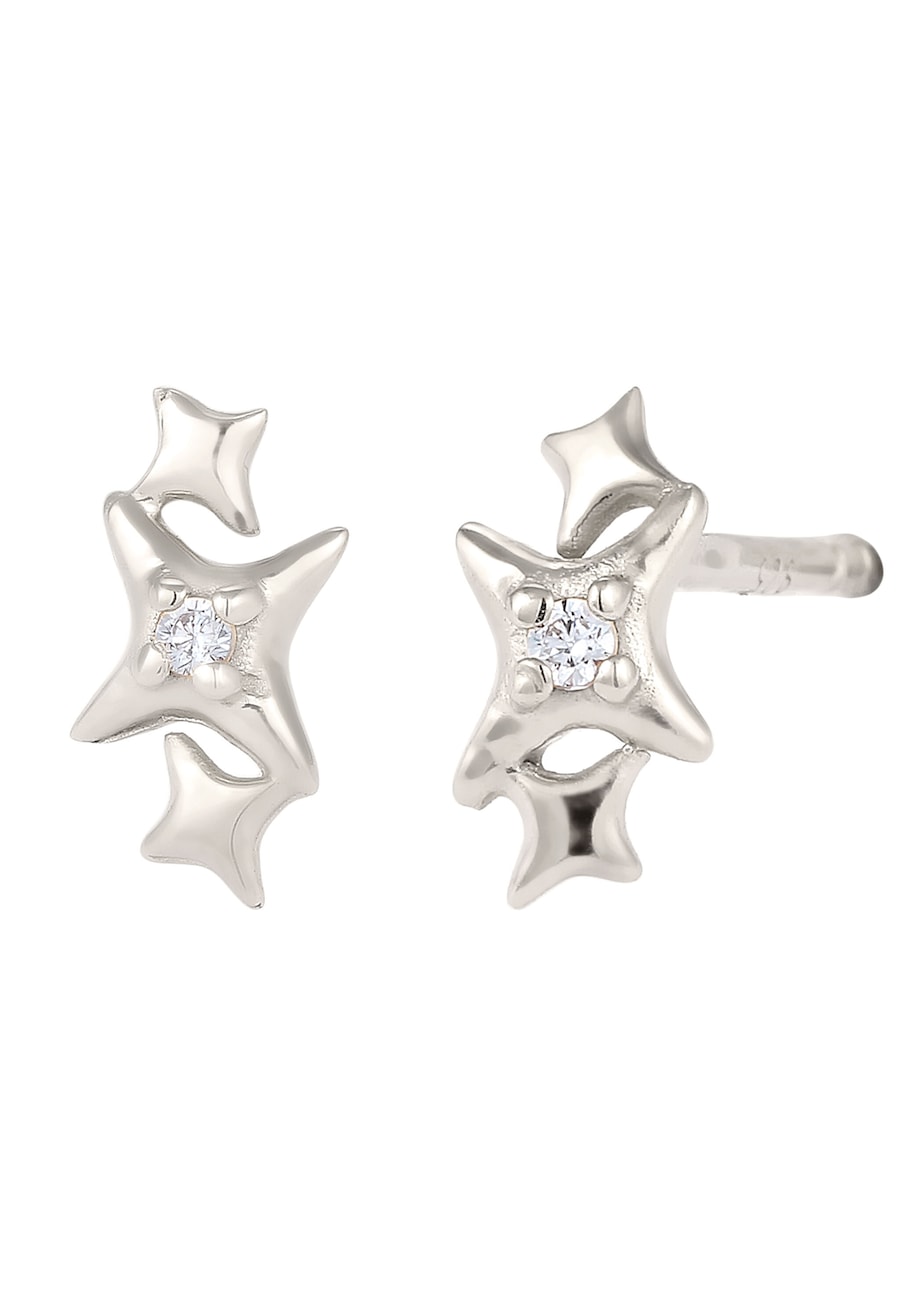 Elli Kolczyki Sztyfty Damskie Cyrkonia Szlif Gwiaździsty Biały Diament 925 Sterling Silver 1 ct