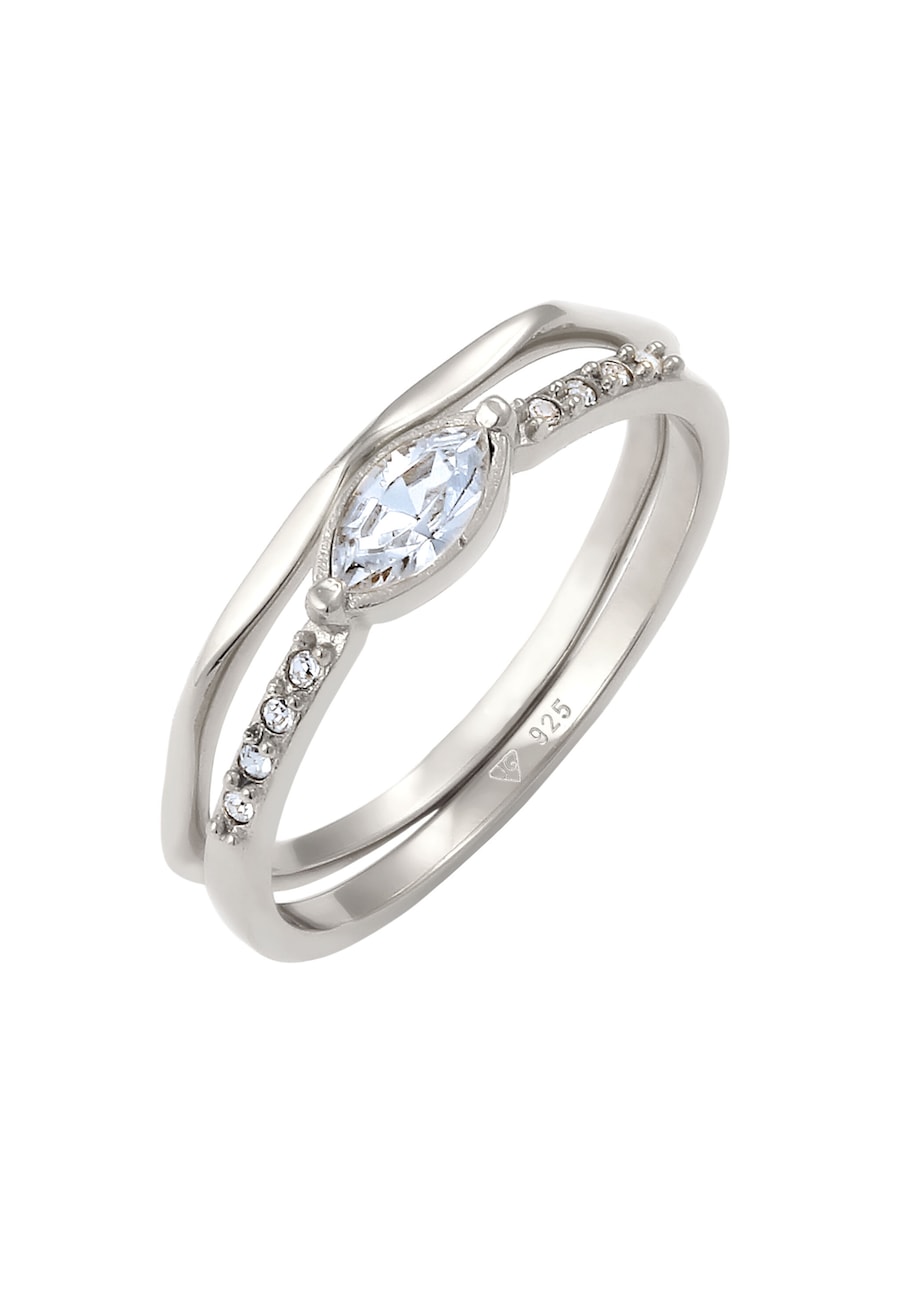 Elli Pierścionek Damski Kryształami szklanymi 925 Sterling Silver Pierścionki 1 ct