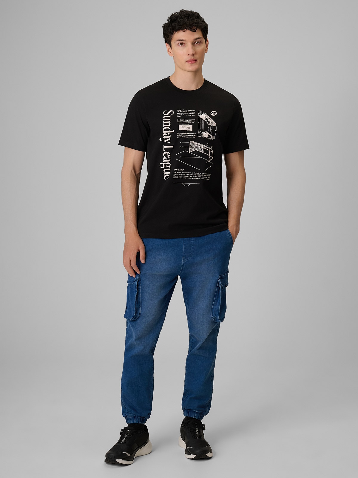 4F Spodnie casual cargo męskie - denim XL
