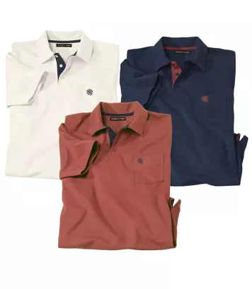 Zestaw 3 koszulek polo Atlas Mężczyzna Atlas For Men - Kolor : Pomarańczowy - Rozmiar : 4XL